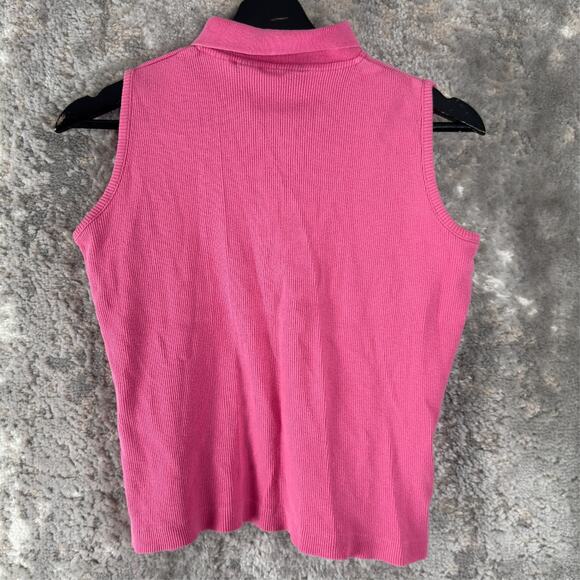 Woolrich Size M Pink Sleeveless Button Top Collared Casual Summer Shirt Cotton - Picture 3 of 7